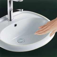 Sleek U-shaped ceramic sink with smooth finish