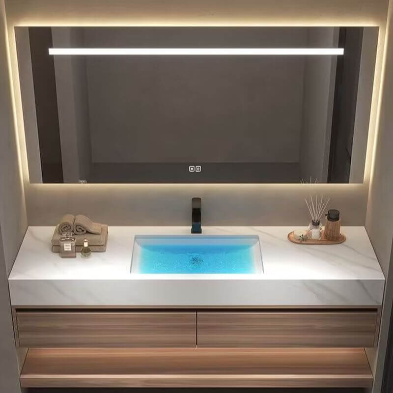 Stylish wall-mounted bathroom vanity installation