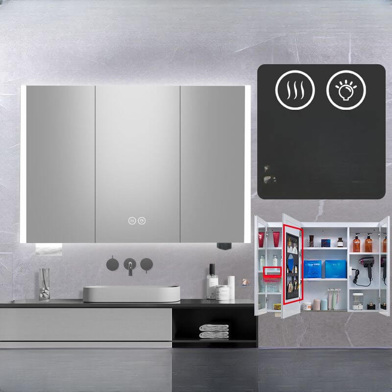 Stylish stainless steel cabinet with clear mirror