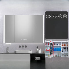 Stylish stainless steel cabinet with clear mirror