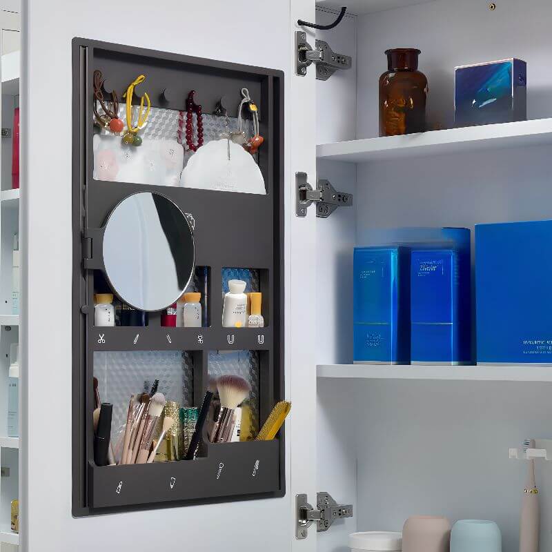 Sleek white medicine cabinet in modern bathroom