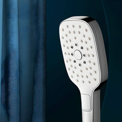 Rectangular handheld shower head with three settings