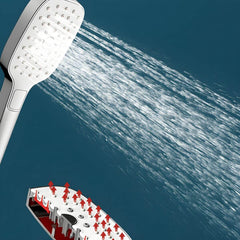 Self-cleaning handheld shower head close-up