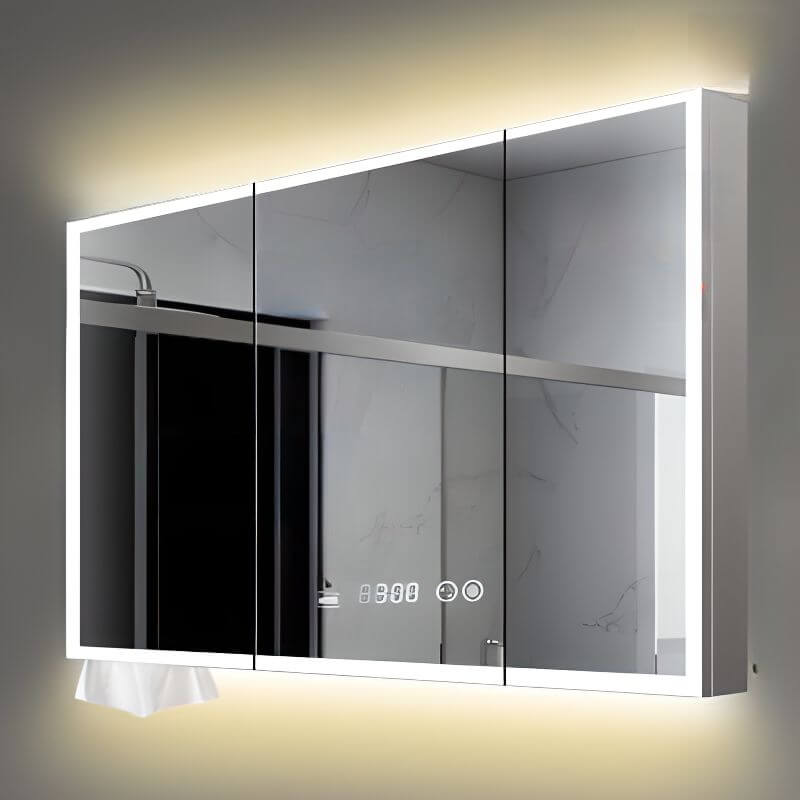 Interior shelves of stainless steel medicine cabinet