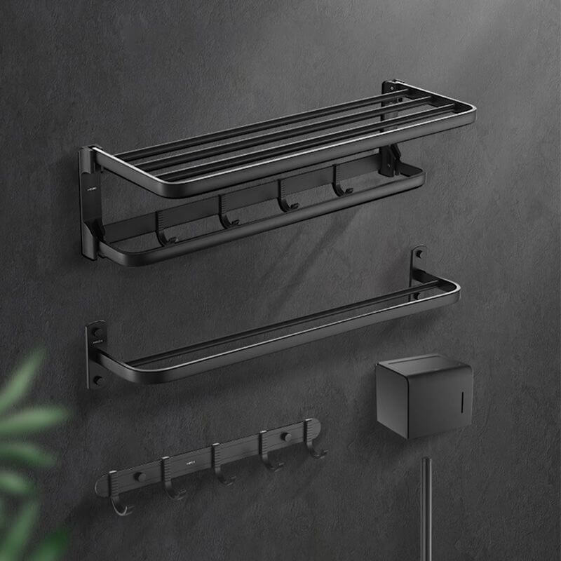 6-piece black metal bathroom hardware set