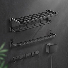 6-piece black metal bathroom hardware set