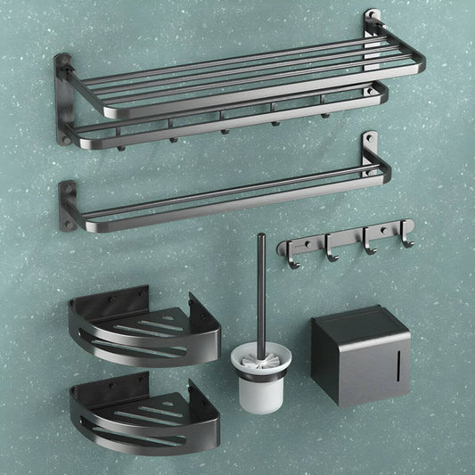 7-piece bathroom hardware set in grey