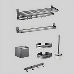 7-piece bathroom hardware set in grey