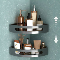 grey bath shelf for organization