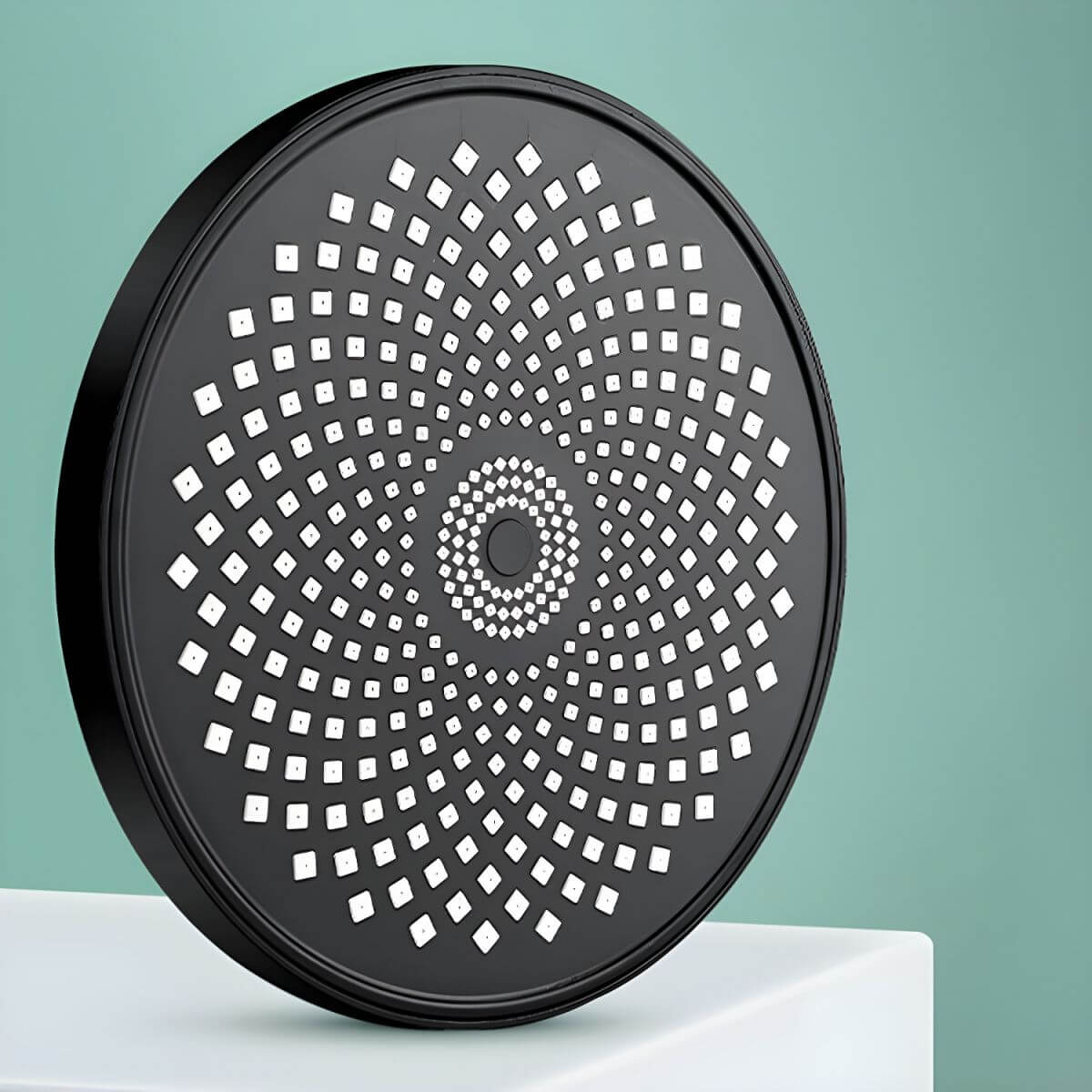 modern round fixed shower head in white