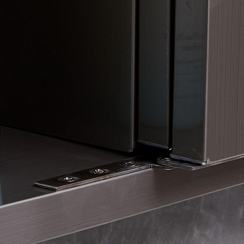 Organized bathroom with stainless steel cabinet