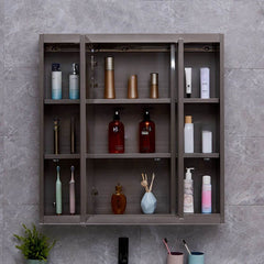 Bathroom medicine cabinet with mirror defogger