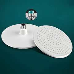 Stylish round fixed shower head in white and silver