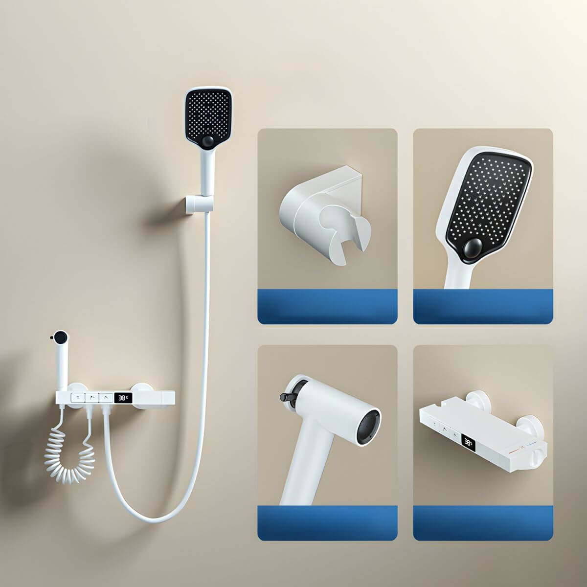 Wall-mounted adjustable shower system