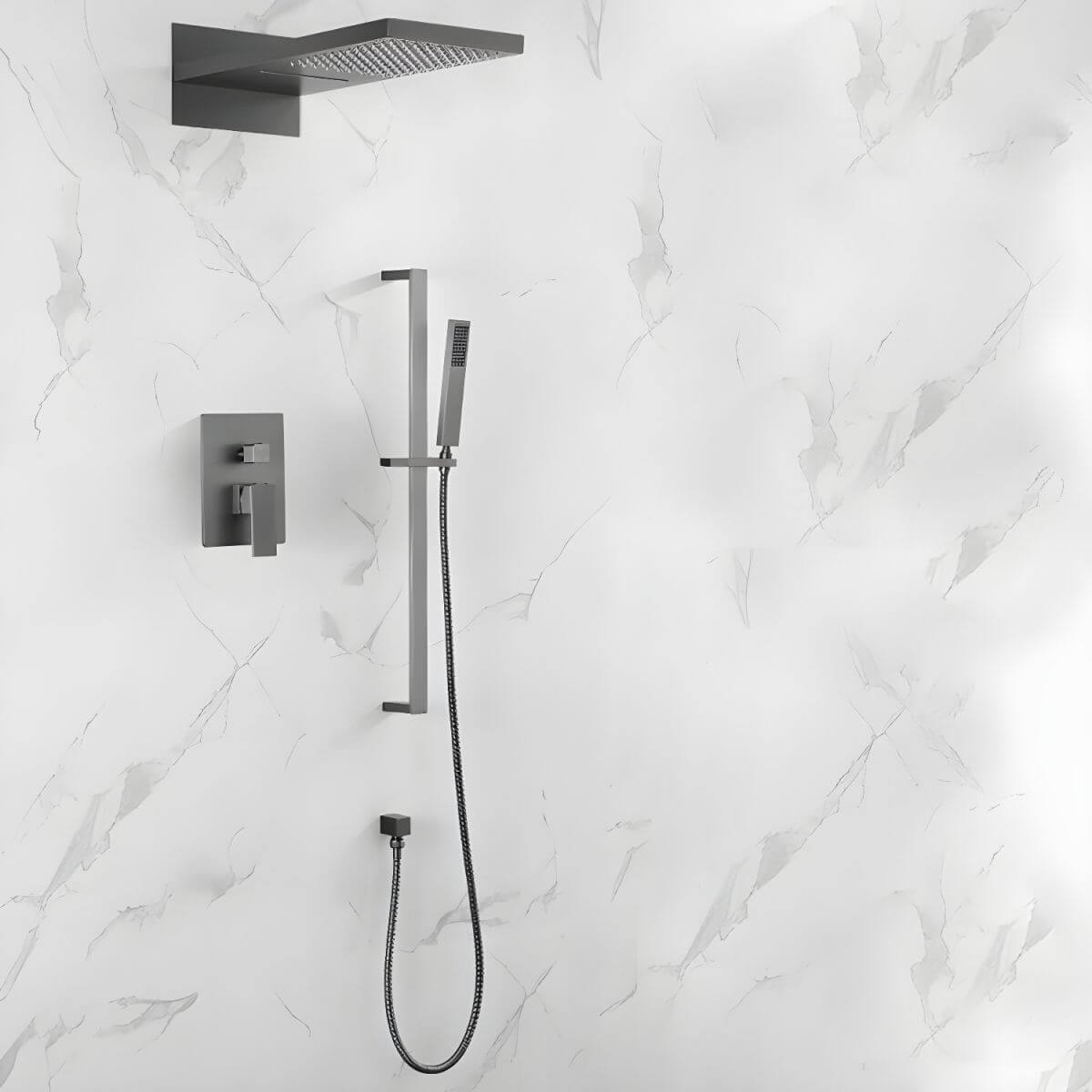 Adjustable Dual Shower Head System in modern bathroom