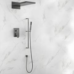 Adjustable Dual Shower Head System in modern bathroom