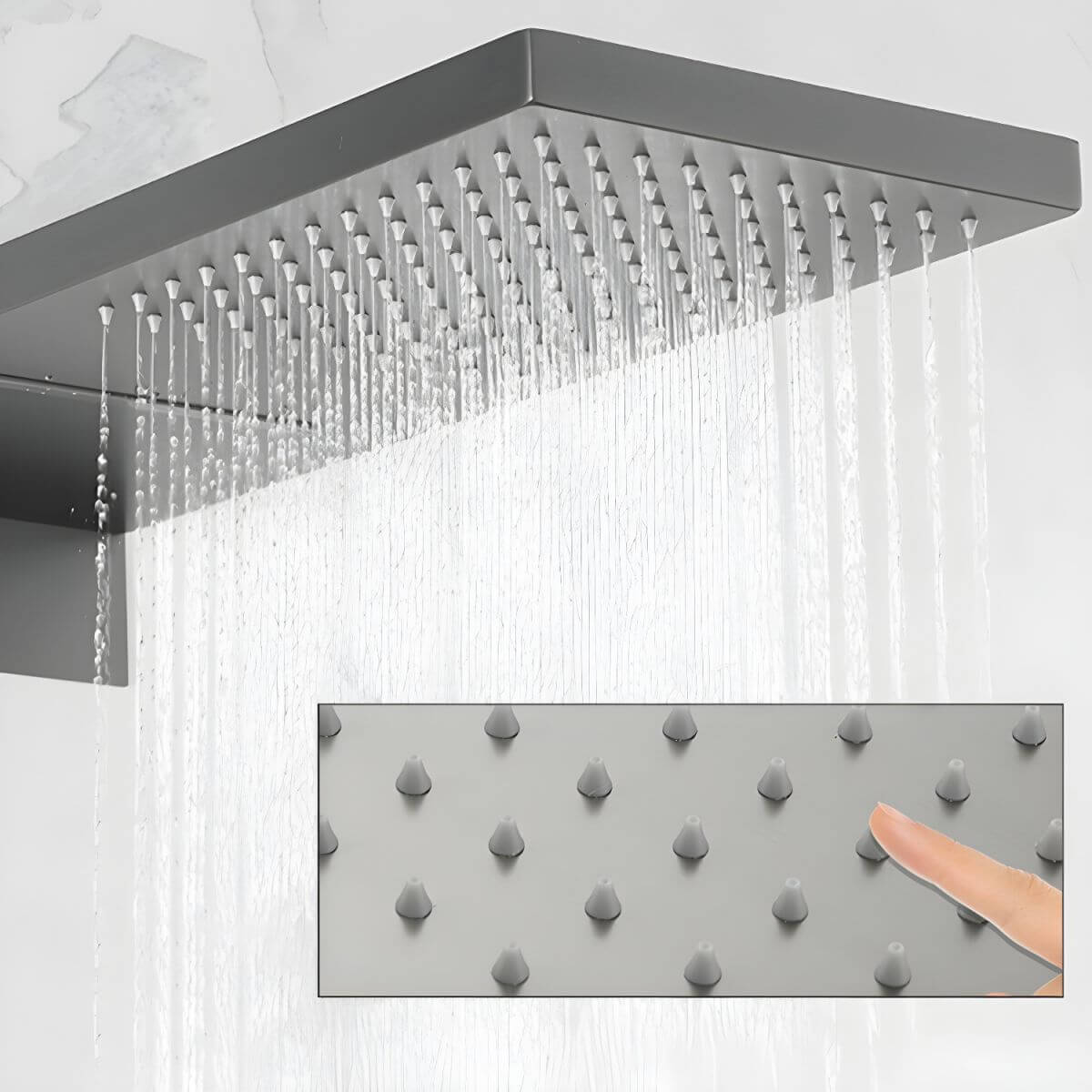 Hand shower option included in shower system