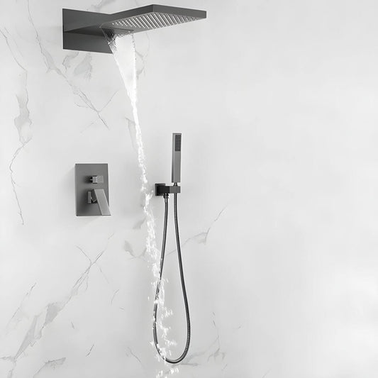 Close-up of shower head with diverter valve