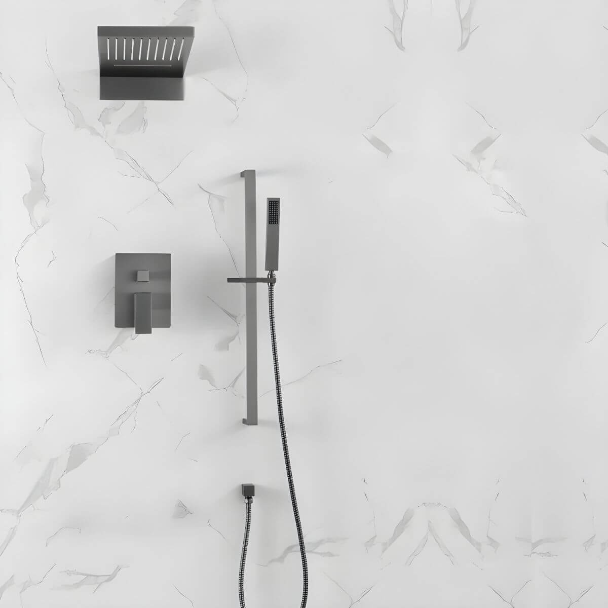 Adjustable Dual Shower Head System in modern bathroom