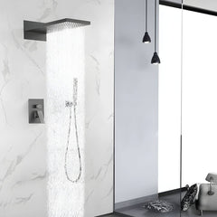 Silver finish shower system in stylish shower