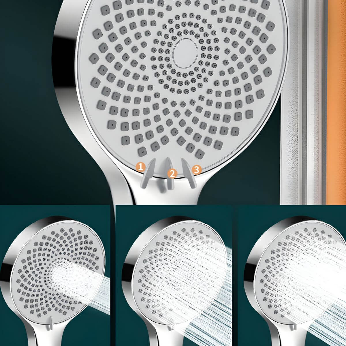 Installation of modern wall-mounted shower head