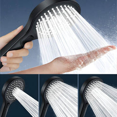 Sleek handheld shower head with durable plastic material