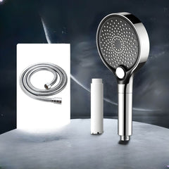 Sleek silver handheld shower head design