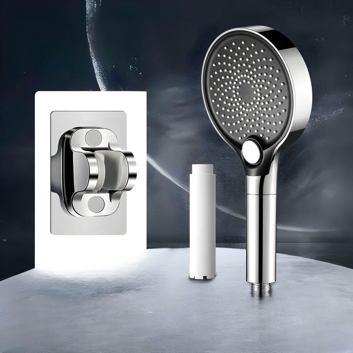 Adjustable PVC Handheld Shower Head with silver finish