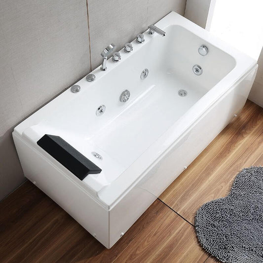 White acrylic freestanding bathtub in modern bathroom