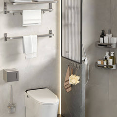 Grey aluminum towel rack and bar