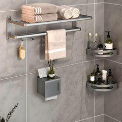 Grey aluminum towel rack and bar