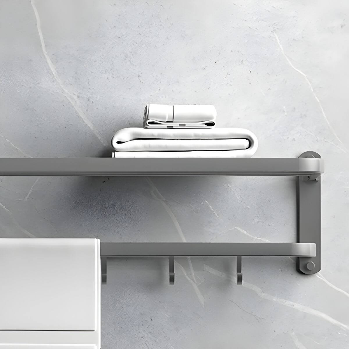 Elegant grey finish on bathroom towel bar