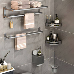 Grey aluminum towel rack and bar