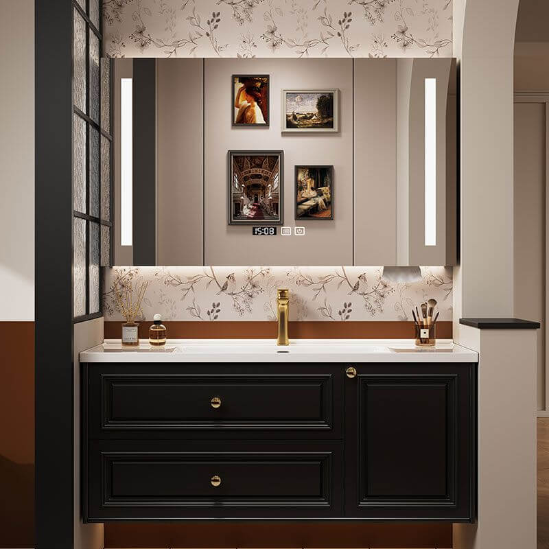 Compact Bathroom Vanity with Black Finish