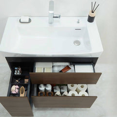 Close-up of the metallic faucet on Auburn Vanity