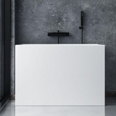 Back to Wall Rectangular Soaking Freestanding Bathtub in stylish white finish