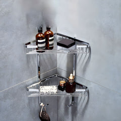 Elegant Silver Finish Bathroom Shelf Set