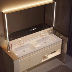 Beige Bathroom Vanity with Ceramic Countertop