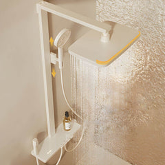 Stylish wall-mounted shower system in beige finish