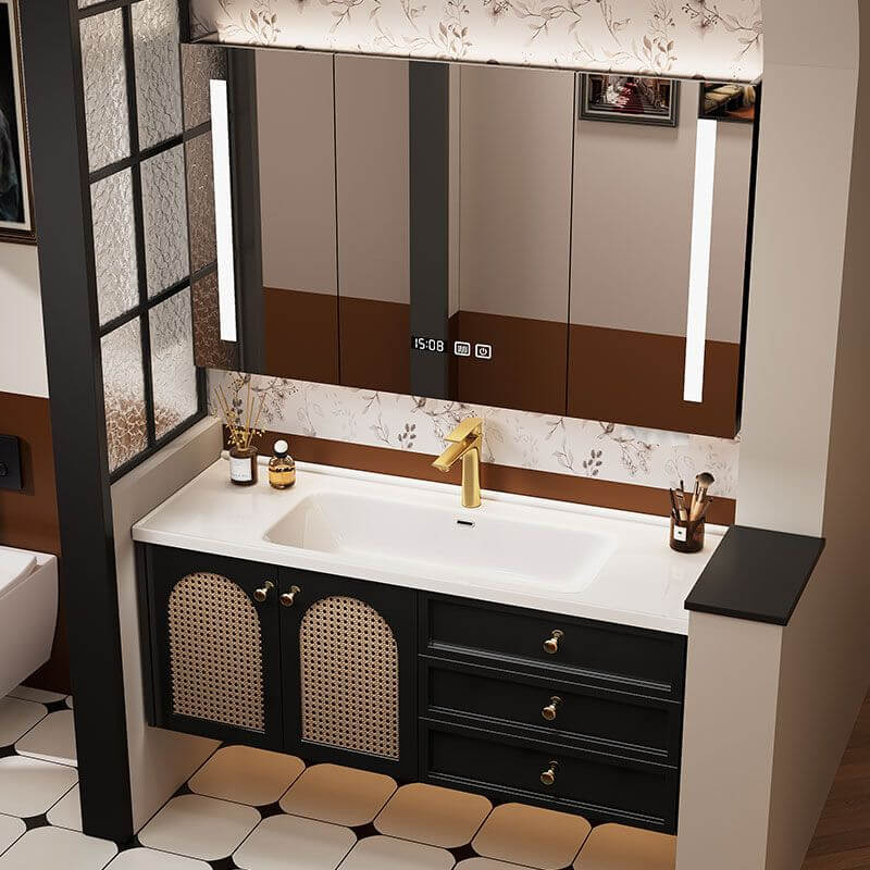 Black base bathroom vanity with modern design