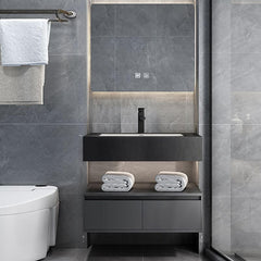 Versatile sizes of black bathroom vanity