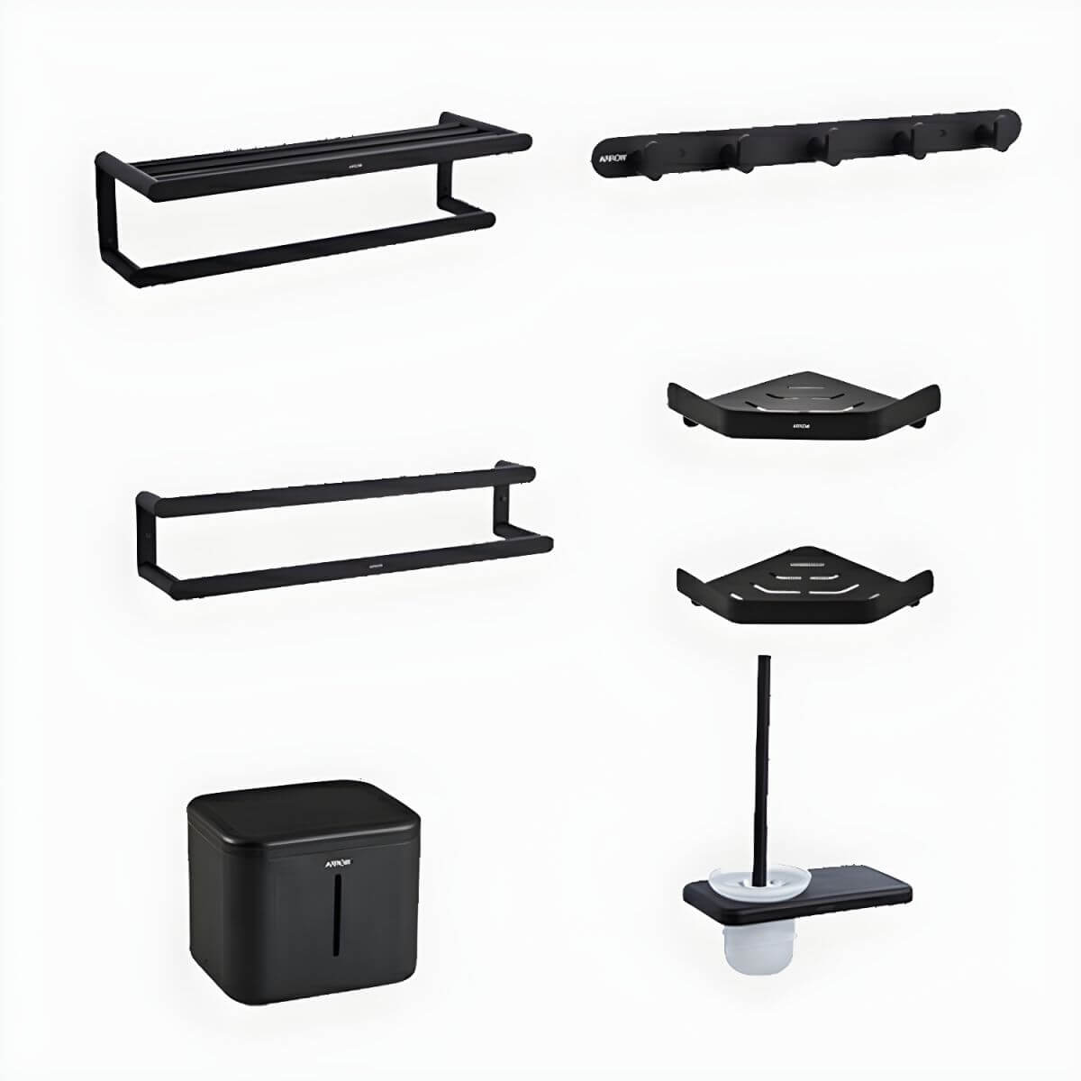 Black Metal Bath Shelf with Towels