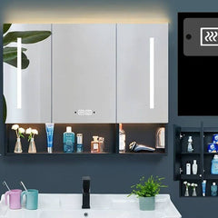 Bathroom with black stainless steel medicine cabinet