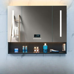 Black stainless steel medicine cabinet front view