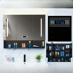 Black stainless steel medicine cabinet front view