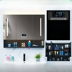 Black stainless steel medicine cabinet front view