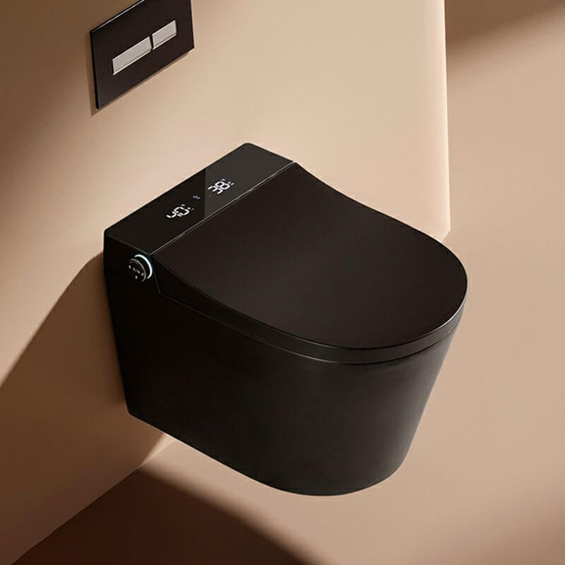 Black elongated wall mount bidet