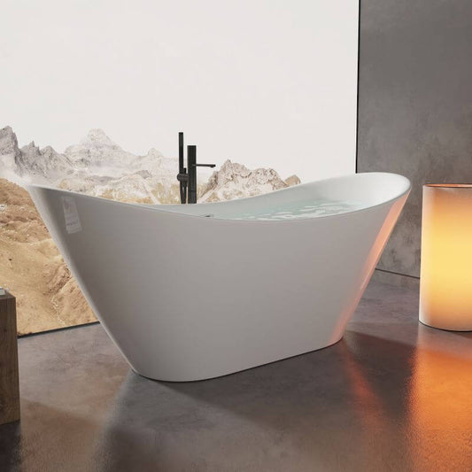 Double Slipper Freestanding Bathtub in White