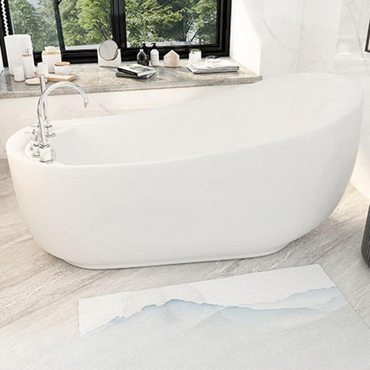 Modern white soaking tub in elegant bathroom setting