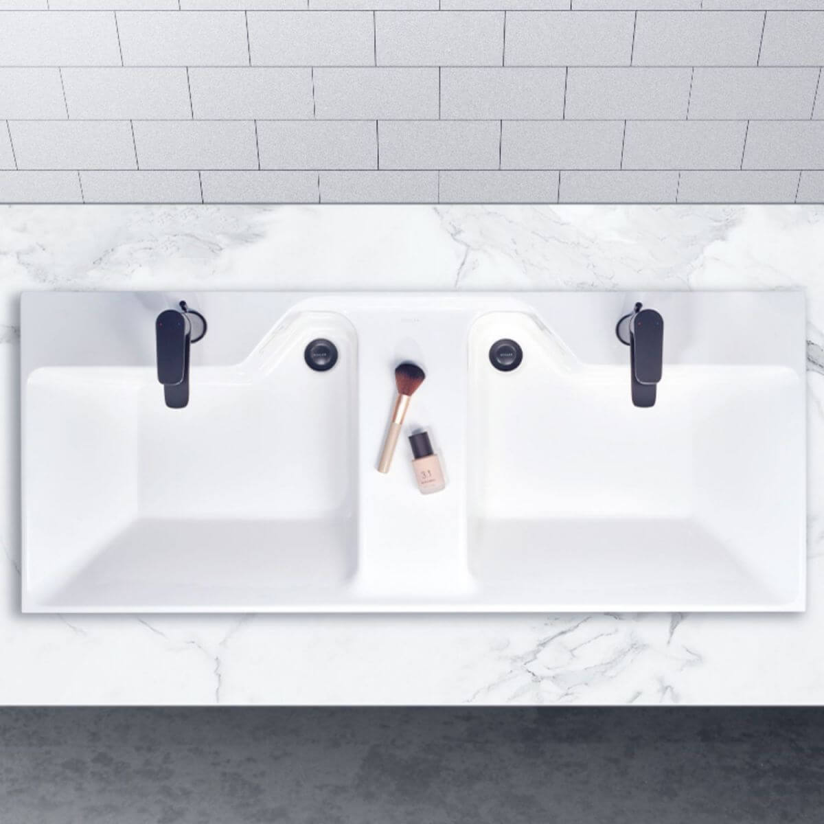 White rectangular ceramic sink